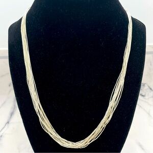 Navajo Liquid Sterling Silver Necklace Running Bear Beaded Multi-Strand 925 18”